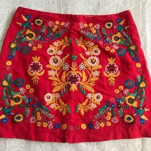 Floral embroidered skirt